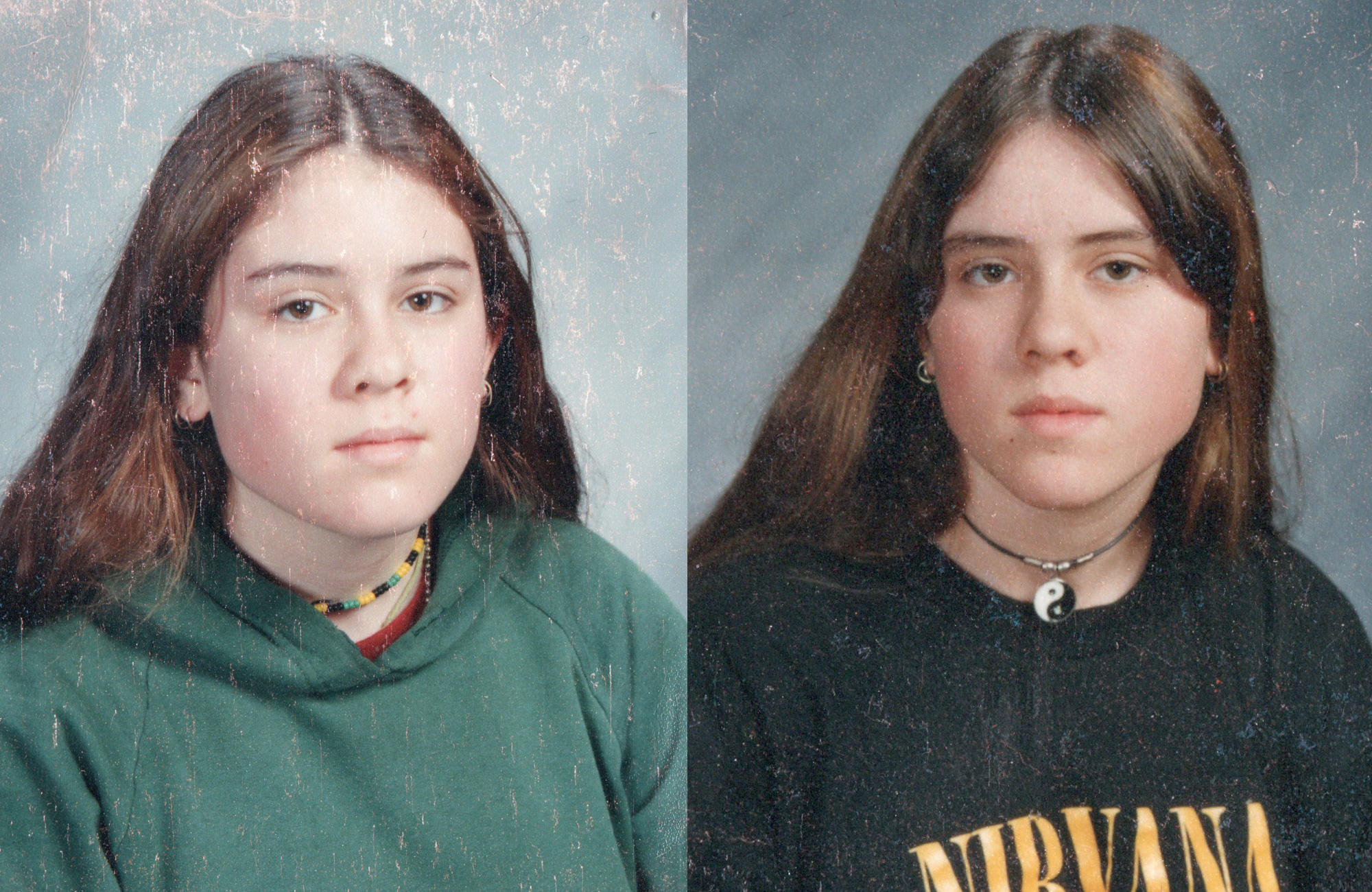 School photos of Tegan and Sara from high school